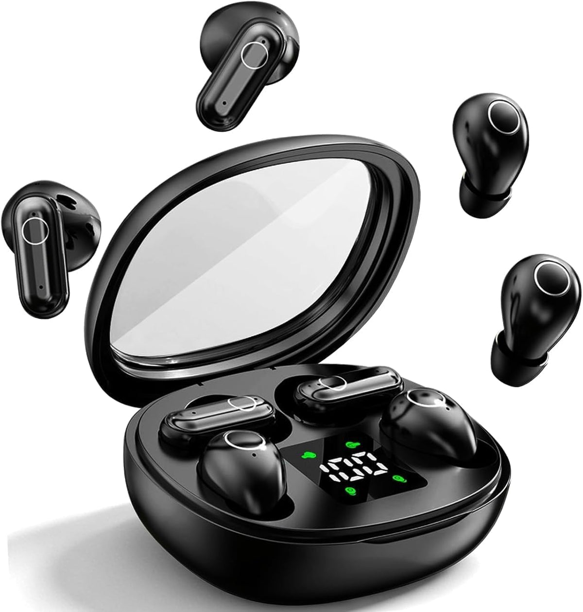 CUAUUO front view of mini earbuds showing compact discreet benefit