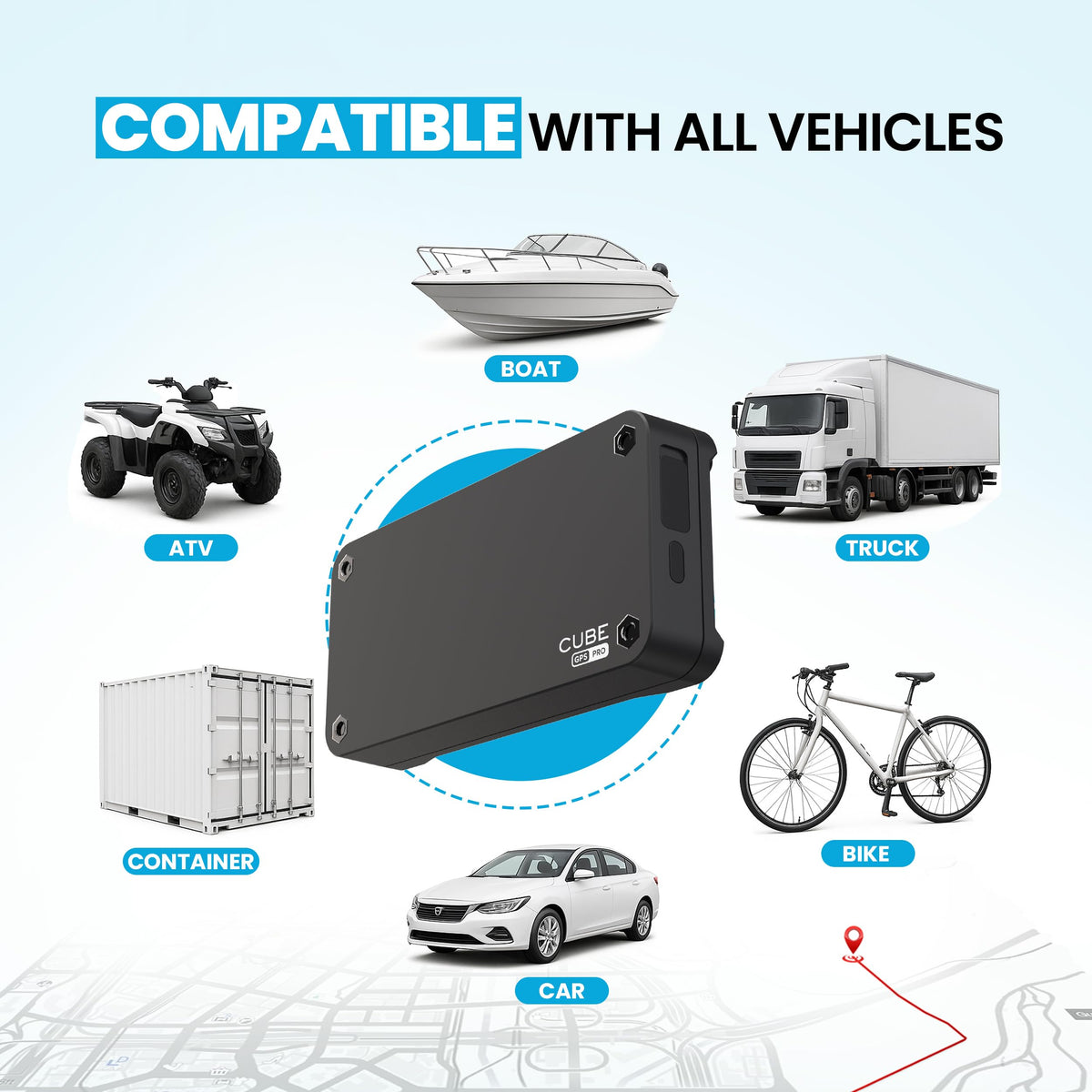 Cube Pro GPS tracker attached with hidden magnetic mount under a vehicle