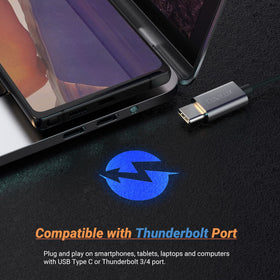 Cubilux adapter in packaging showing included dongle and travel readiness benefit
