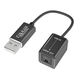 cubilux front view of adapter showing USB-A and TOSLINK for easy digital connection