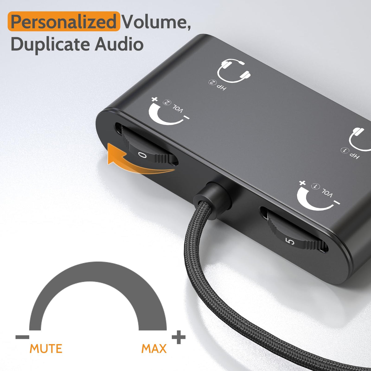 Cubilux headphone splitter with gold-plated connector for clear sound.