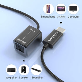 Cubilux unit paired with a MacBook Pro for high‑quality audio output