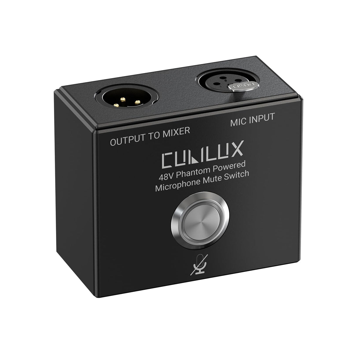 Cubilux MMX-1 front view showing compact aluminum body and XLR benefit durable control