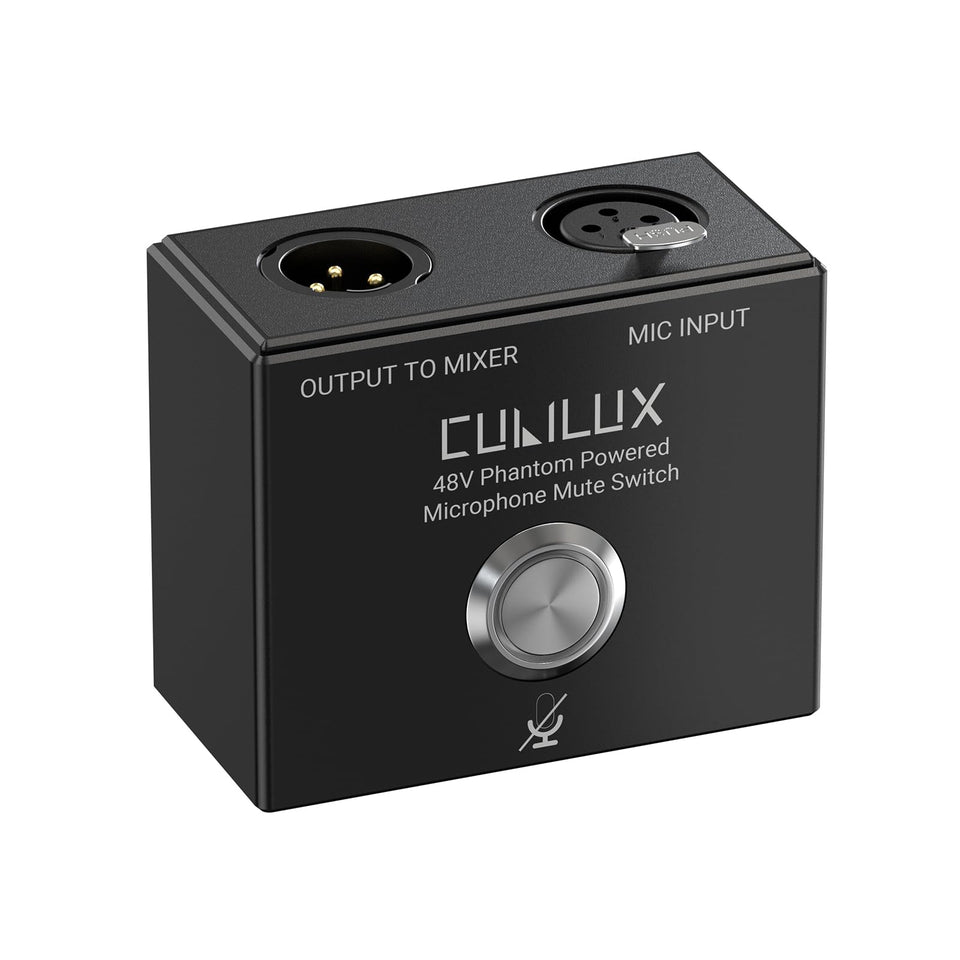 Cubilux MMX-1 front view showing compact aluminum body and XLR benefit durable control