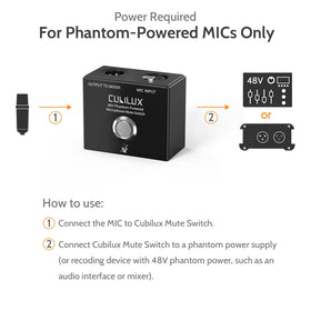 Cubilux next to a microphone for scale showing compact size for easy rigging