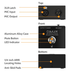 Cubilux XLR latch detail showing secure connection to prevent accidental disconnects