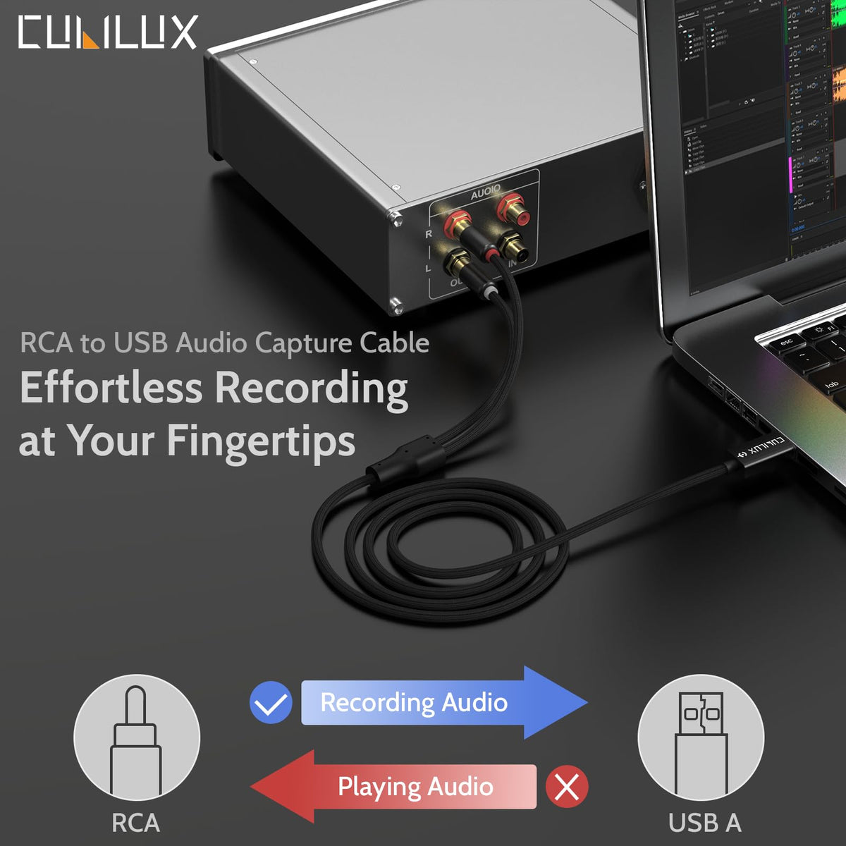 Cubilux RCA to USB Line-In Cable aluminum case protects precision components