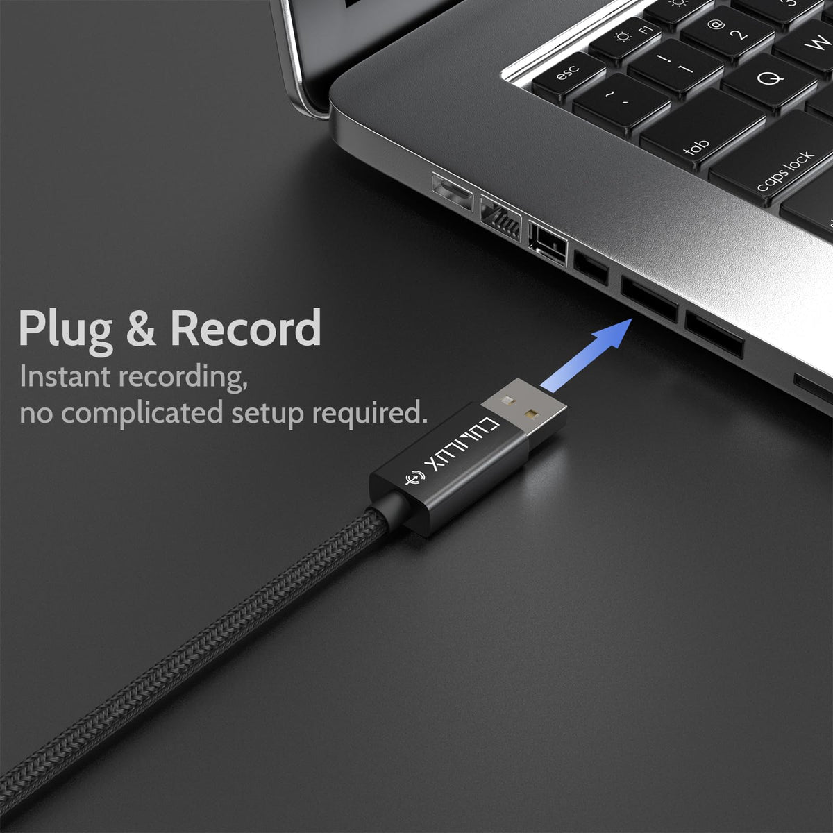 Cubilux RCA to USB Line-In Cable nylon braided cord resists wear
