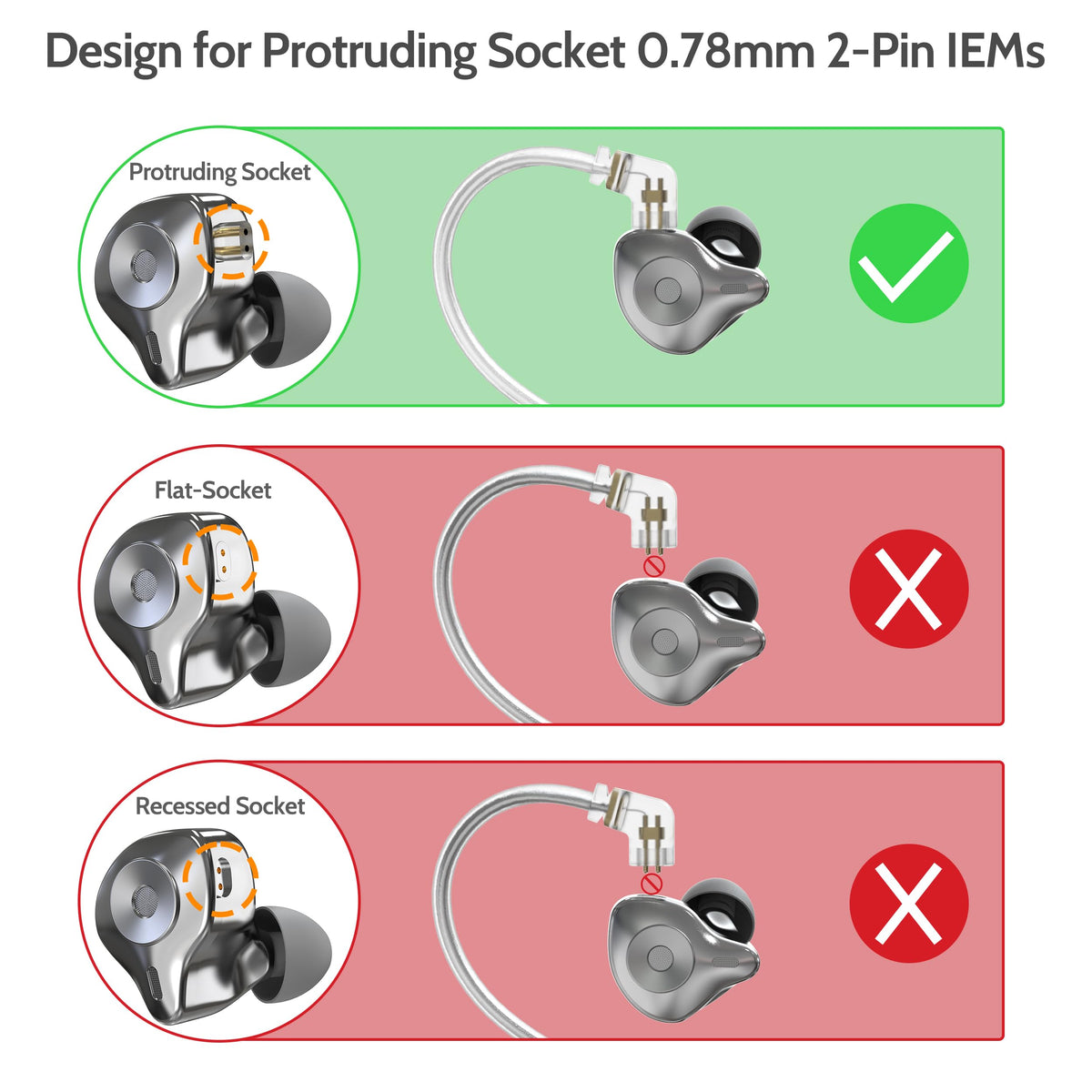 Cubilux silicone ear hooks provide secure, long-wearing comfort