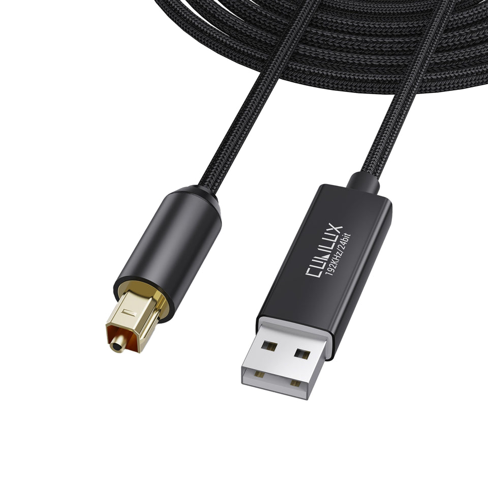 Cubilux USB-A to TOSLINK cable end plug for PC audio transmission
