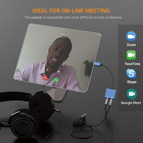 Cubilux USB-C dual headphones adapter TRRS mic compatibility for meetings