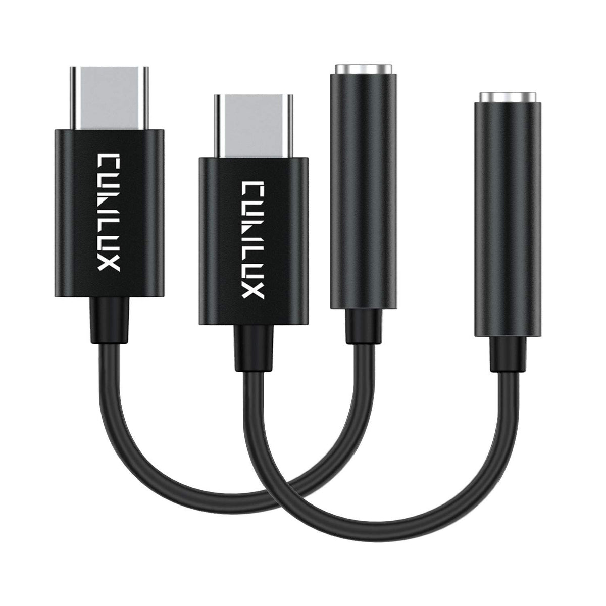 Cubilux USB-C headphone adapter in a compact design for portable listening on the go.