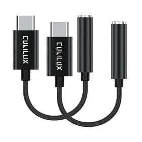 Cubilux USB-C headphone adapter in a compact design for portable listening on the go.