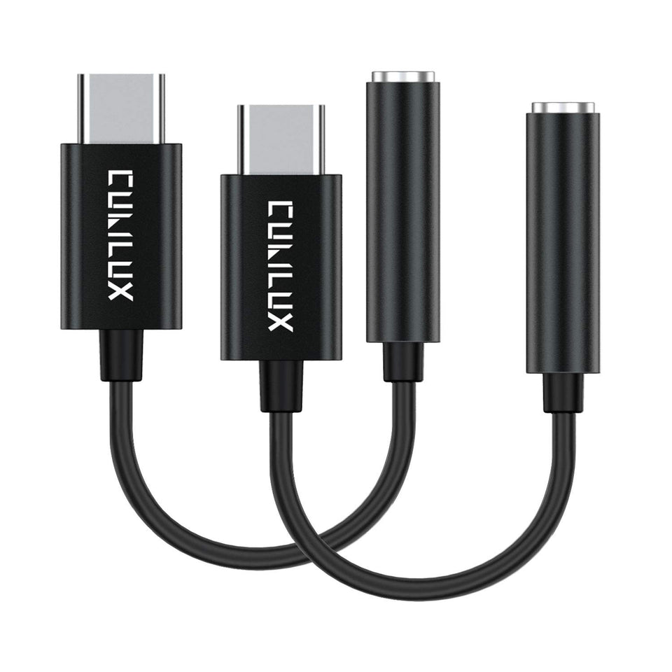 Cubilux USB-C headphone adapter in a compact design for portable listening on the go.