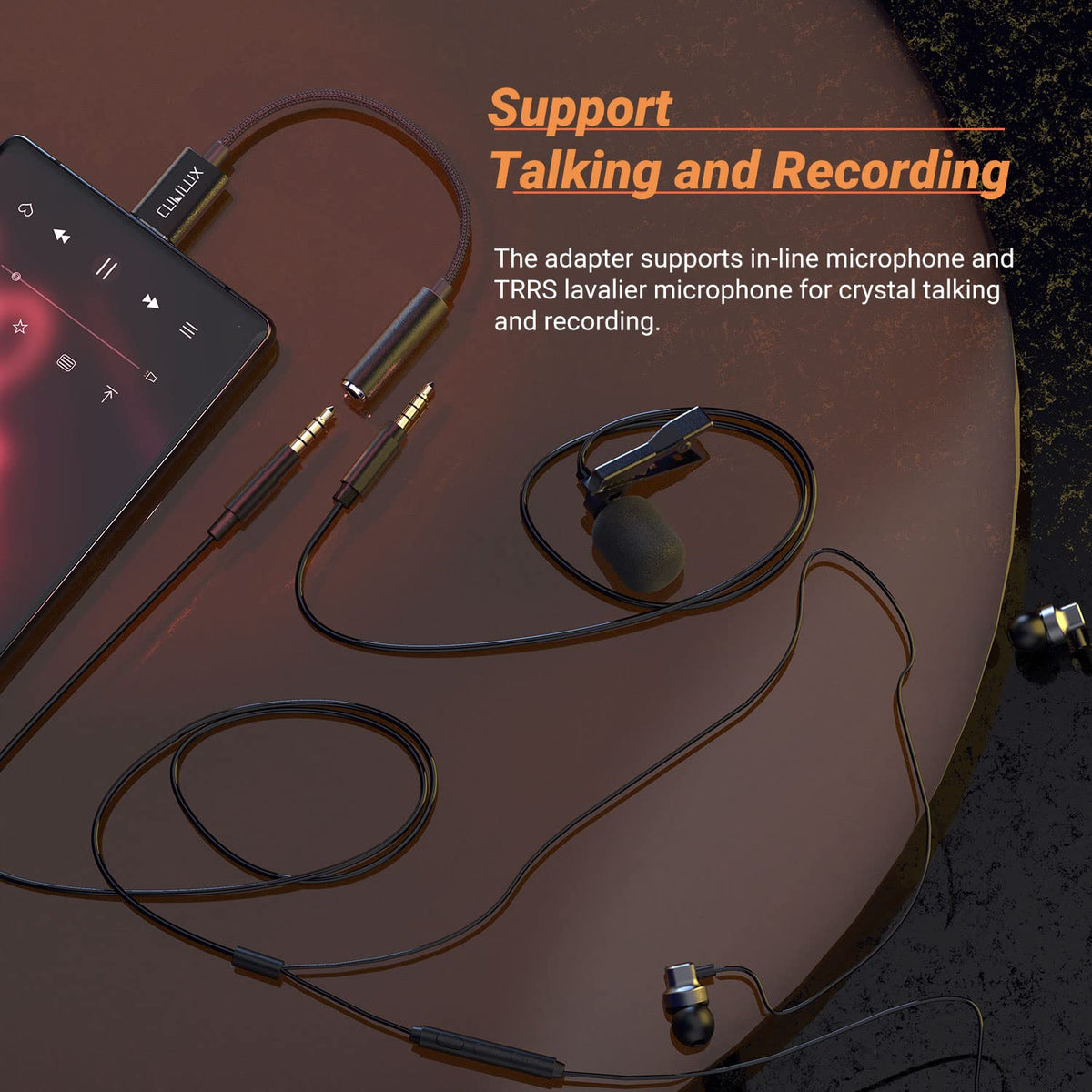 Cubilux USB-C headphone adapter inline control for playback and volume