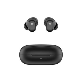 Cubitt Power Buds charging case open with earbuds seated, highlighting 500mAh case benefit