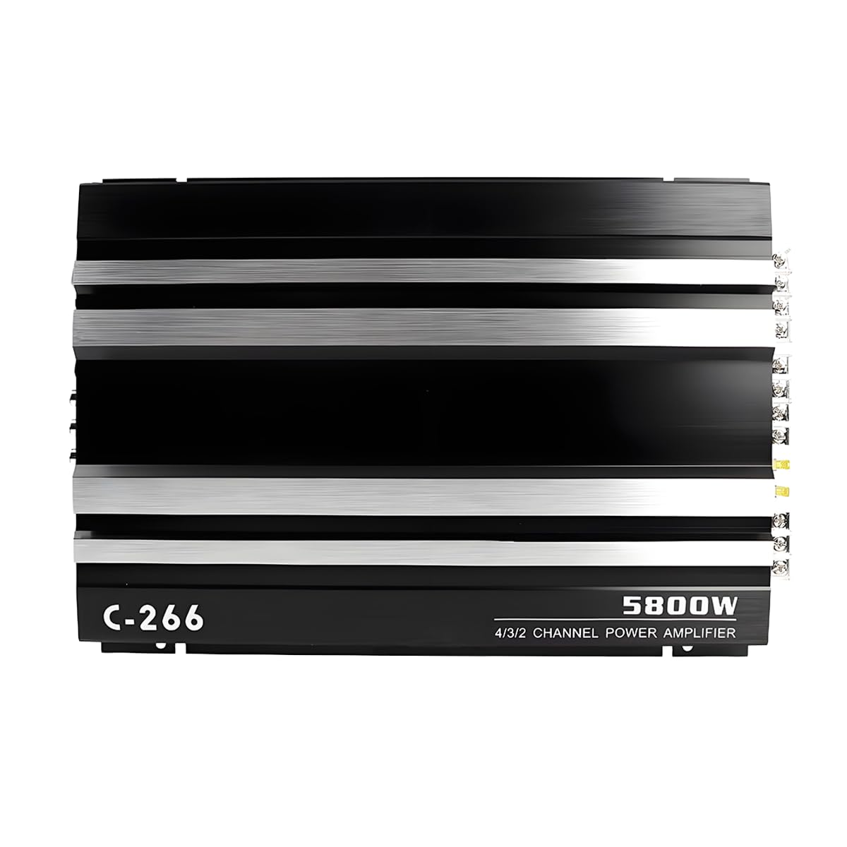 CUCNEXT car power amplifier 4-channel front view shows slim profile for easy under-seat fit