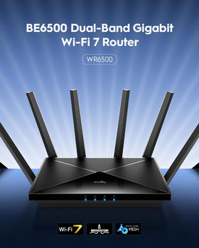 Cudy BE6500 back panel with gigabit ports for fast wired connections