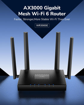 Cudy WR3000E rear ports close‑up with gigabit Ethernet and WAN port for stable wired speed