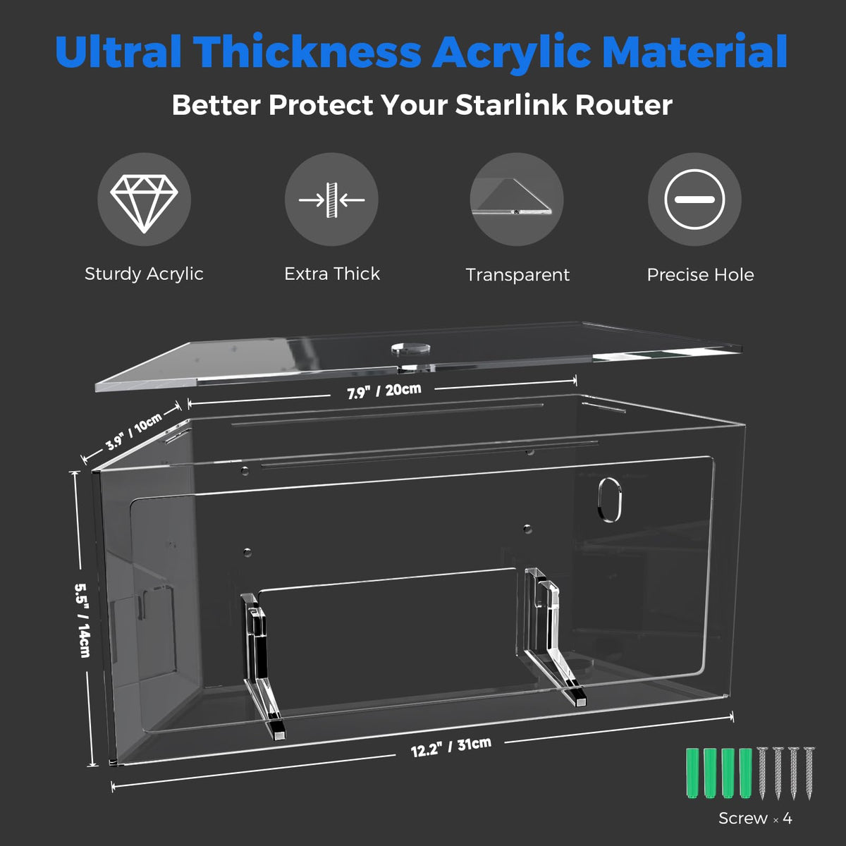 CUHIOY closeup of acrylic thickness highlighting durable protection for electronics