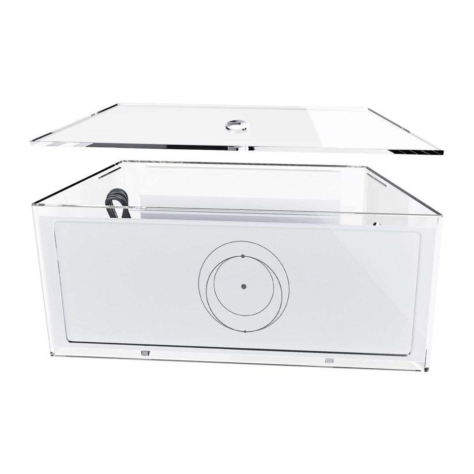 CUHIOY front view of clear router box showing organized equipment and tidy appearance