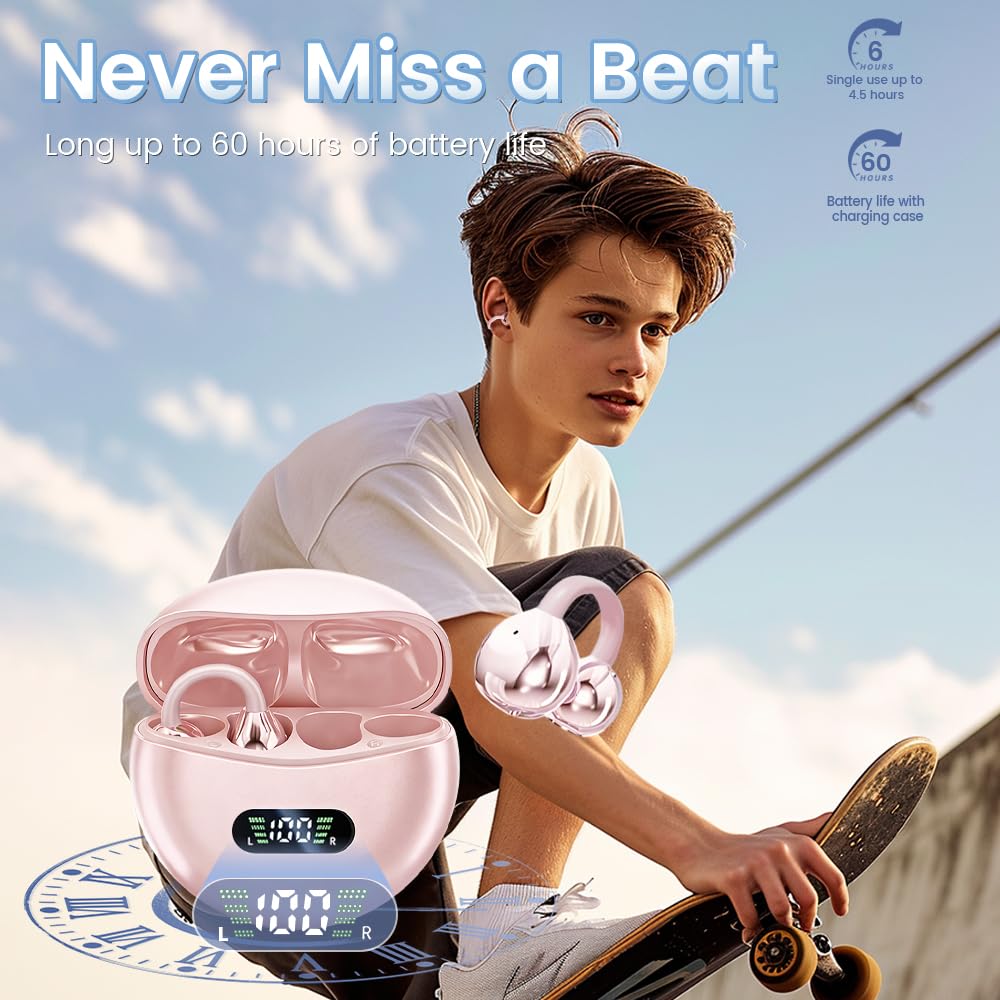 CuiSuto lightweight clip-on earbuds with secure fit for all-day wear.