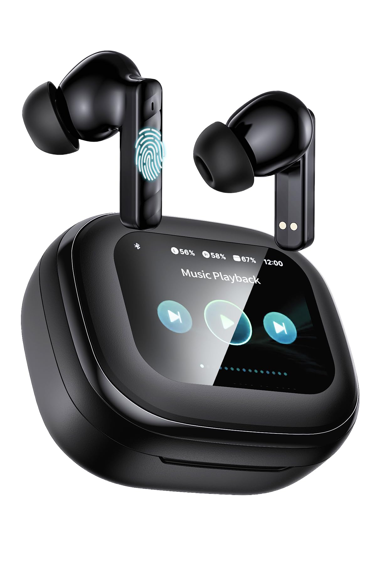 CuiSuto wireless earbuds case front view showing quick access and control
