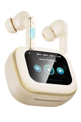 CuiSuto wireless earbuds with touchscreen charging case for effortless on-the-go control.