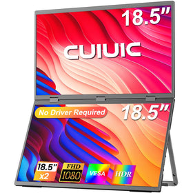 CUIUIC dual portable monitor on desk with expanded 1080p IPS clarity.