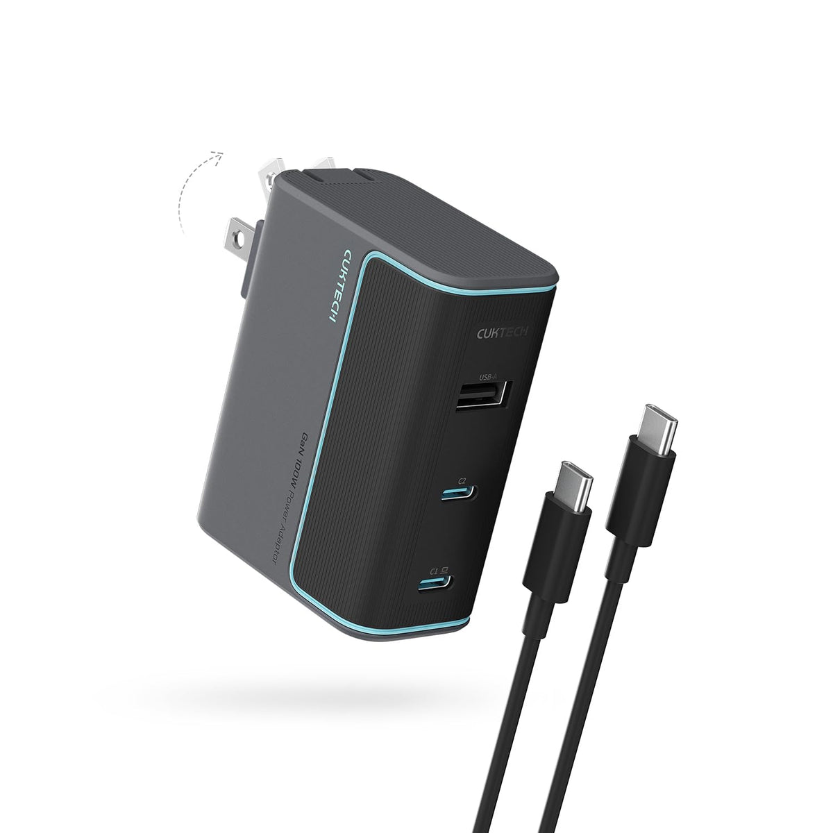 CUKTECH front-facing charger showing ports and compact design for efficient charging