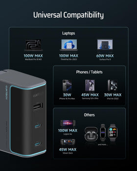 CUKTECH next to a phone for scale showing small footprint and space saving