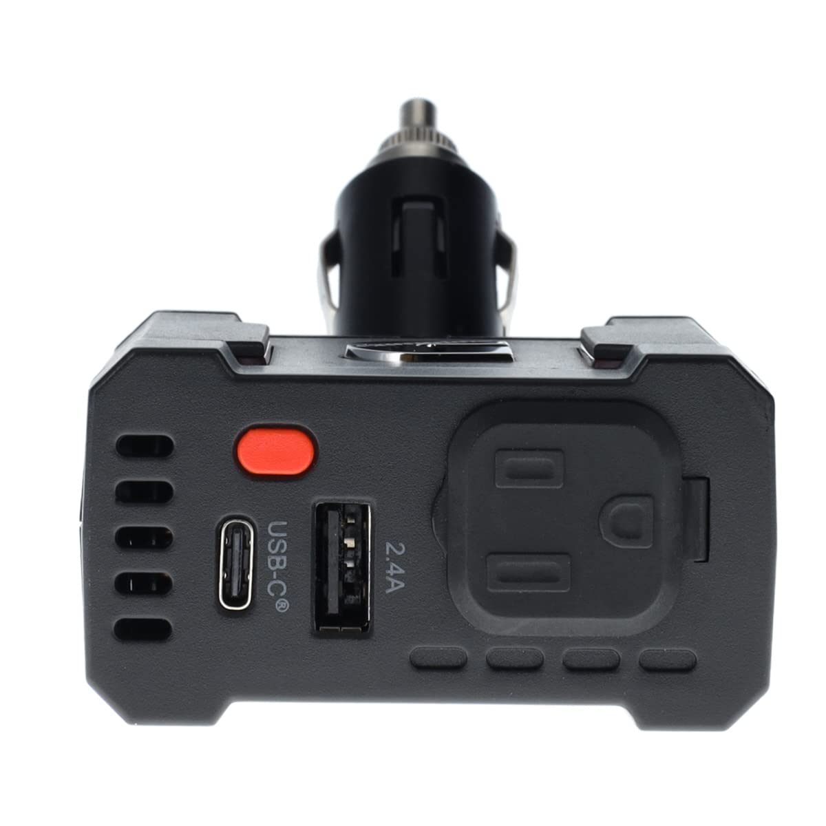Cummins inverter plugged into vehicle 12V socket providing on-the-go power