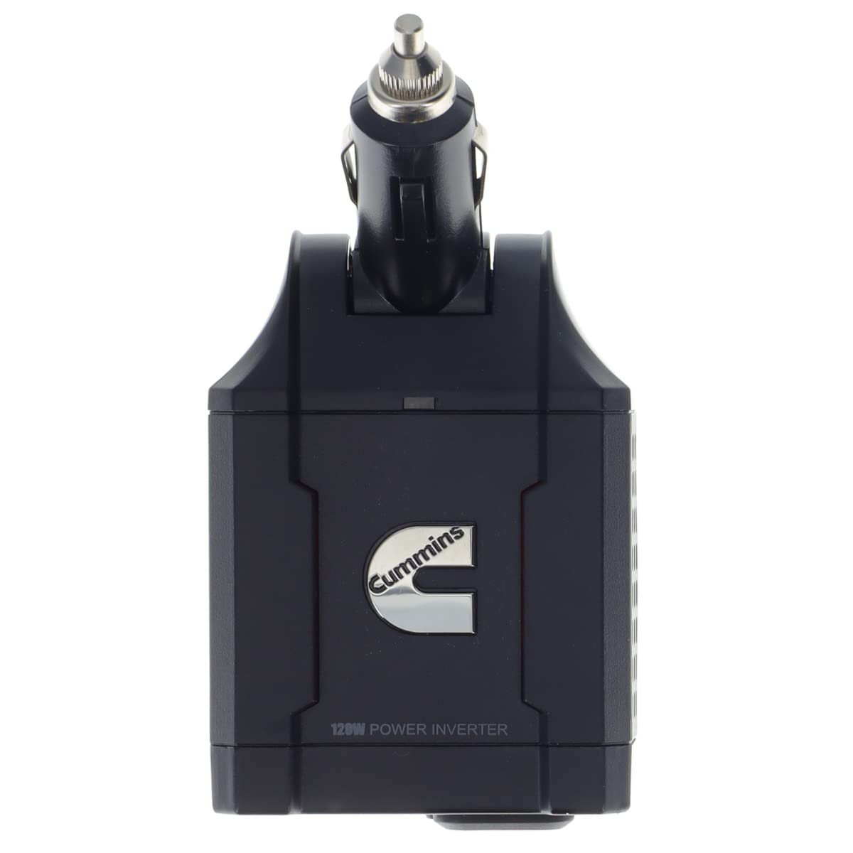 Cummins unit side close-up of dual AC outlets for powering small devices