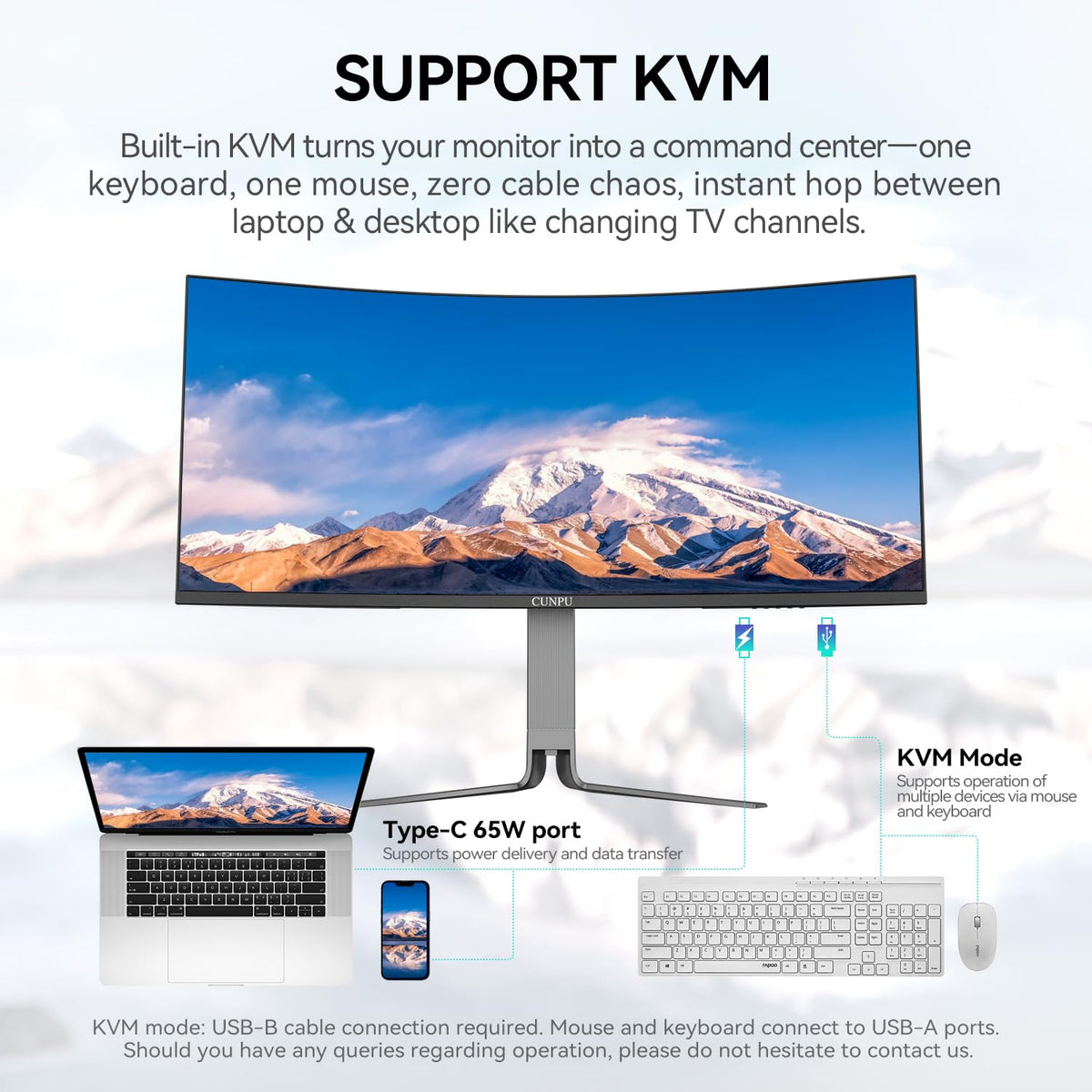CUNPU 21:9 display supports three windows side-by-side for productivity