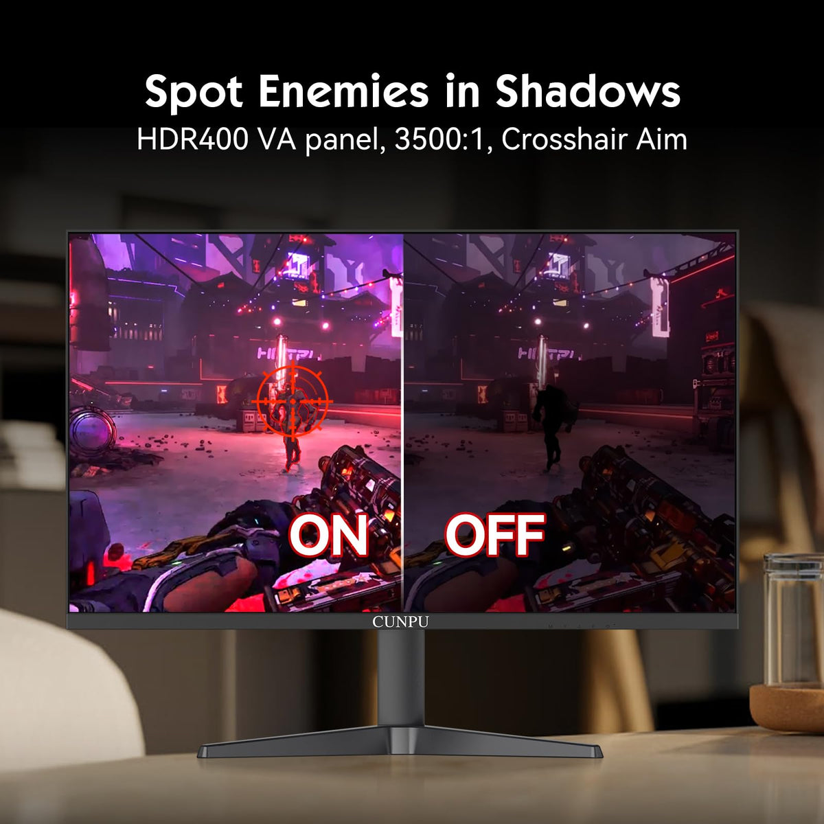 CUNPU monitor ergonomic stand with VESA enables comfortable mounting.