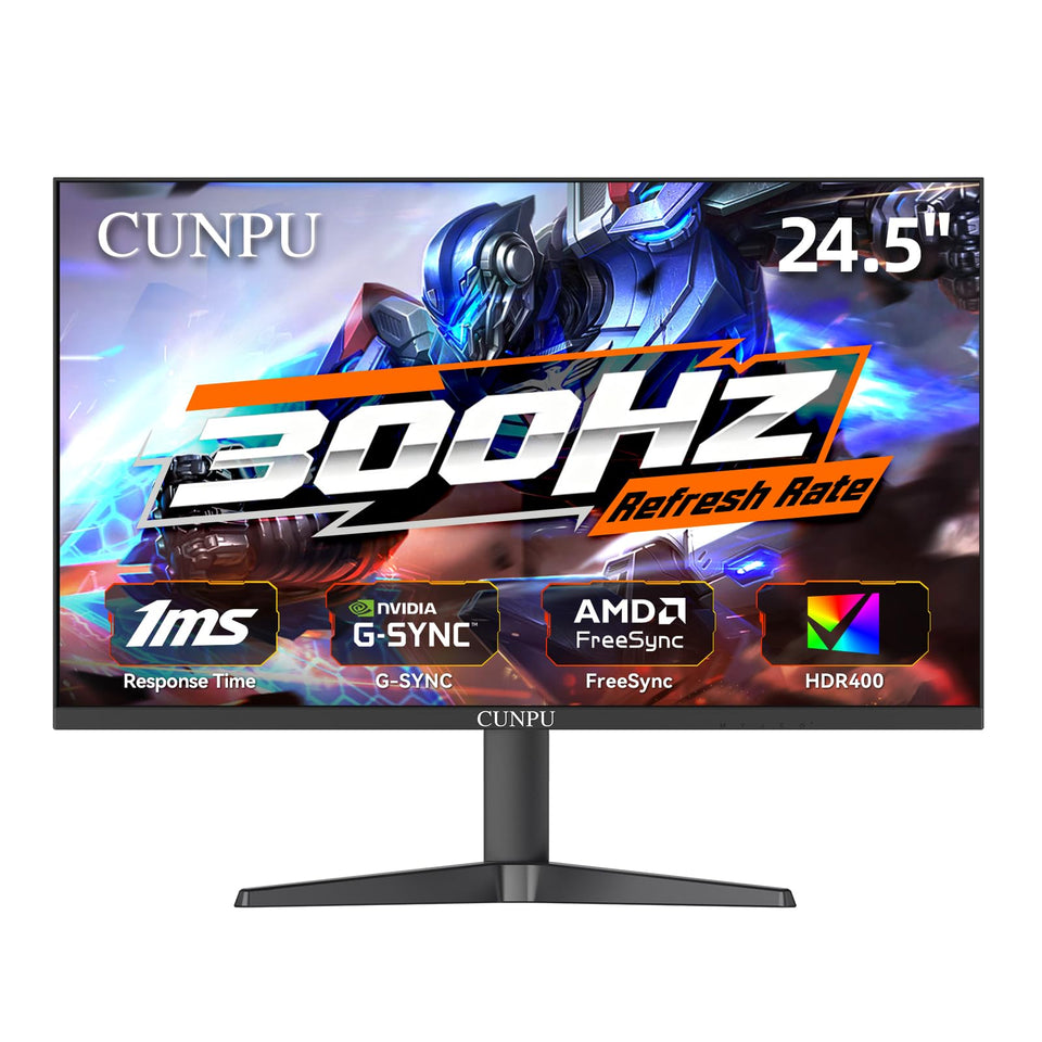 CUNPU 24.5-inch monitor front view for crisp 1080p FPS clarity.