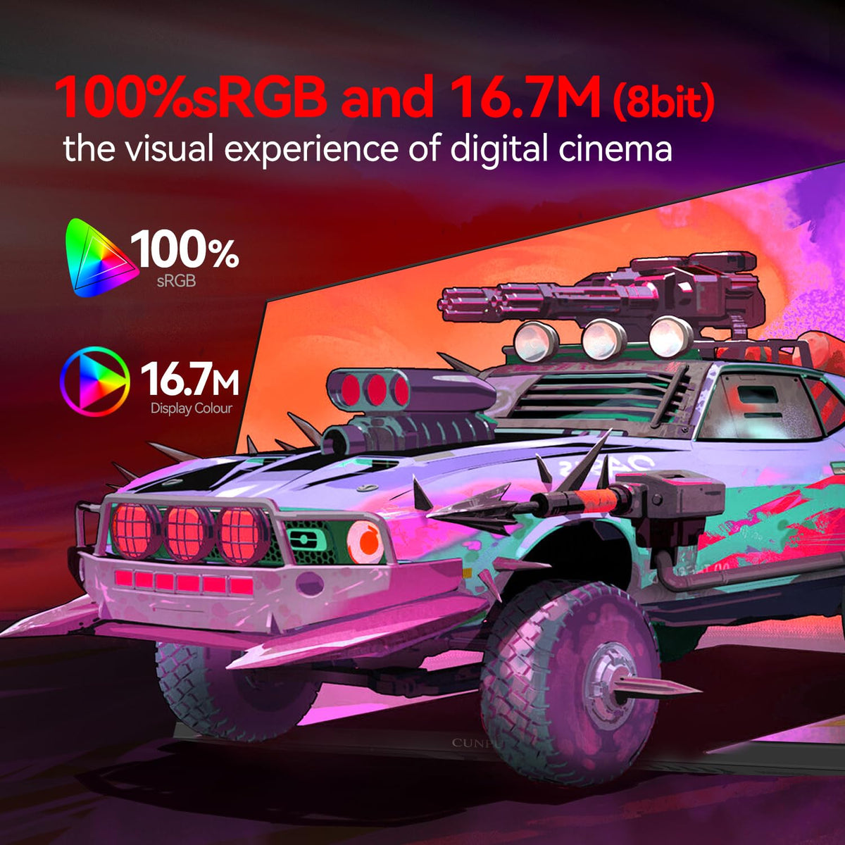 CUNPU 165Hz refresh rate for fluid motion and competitive gaming responsiveness.