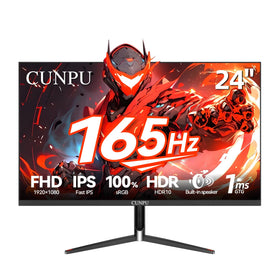 CUNPU 24-inch gaming monitor front view for immersive gameplay and sleek ultrathin design.