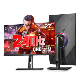 CUNPU 27-inch monitor front view with sharp 1440p clarity for immersive gaming.