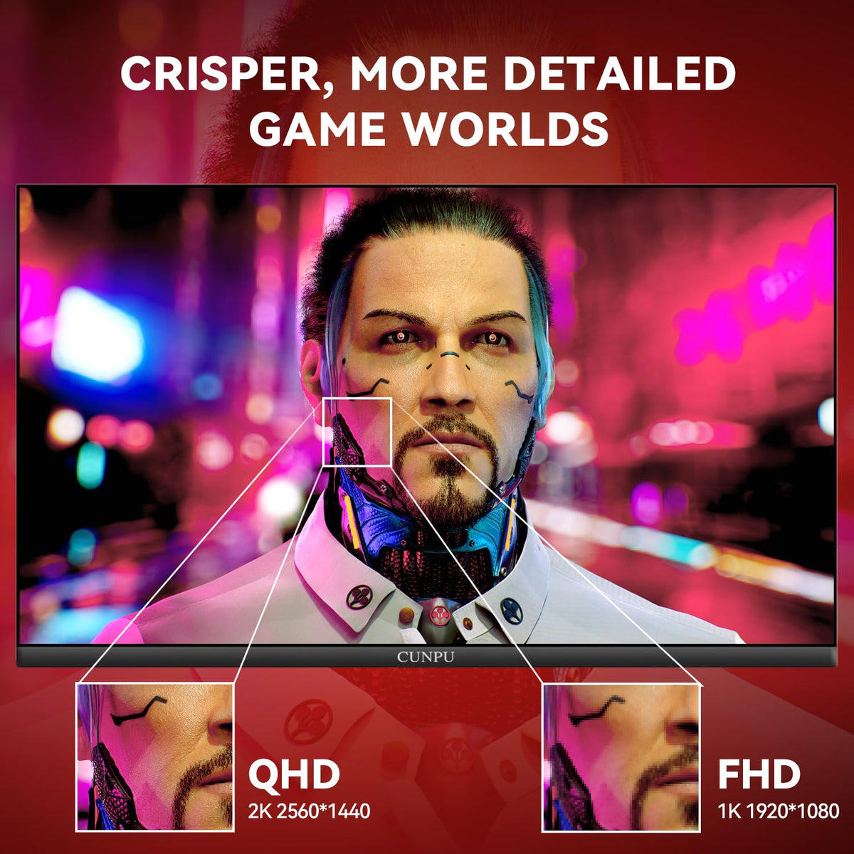 CUNPU 27-inch monitor built-in speakers provide convenient audio for media.