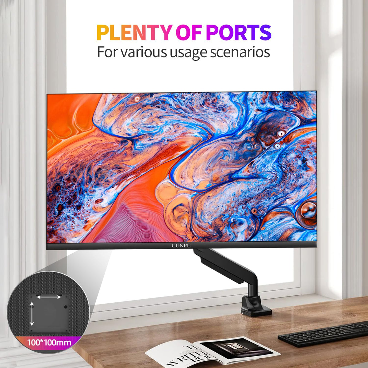CUNPU 27-inch 1.07B+ color depth supports nuanced gradations.
