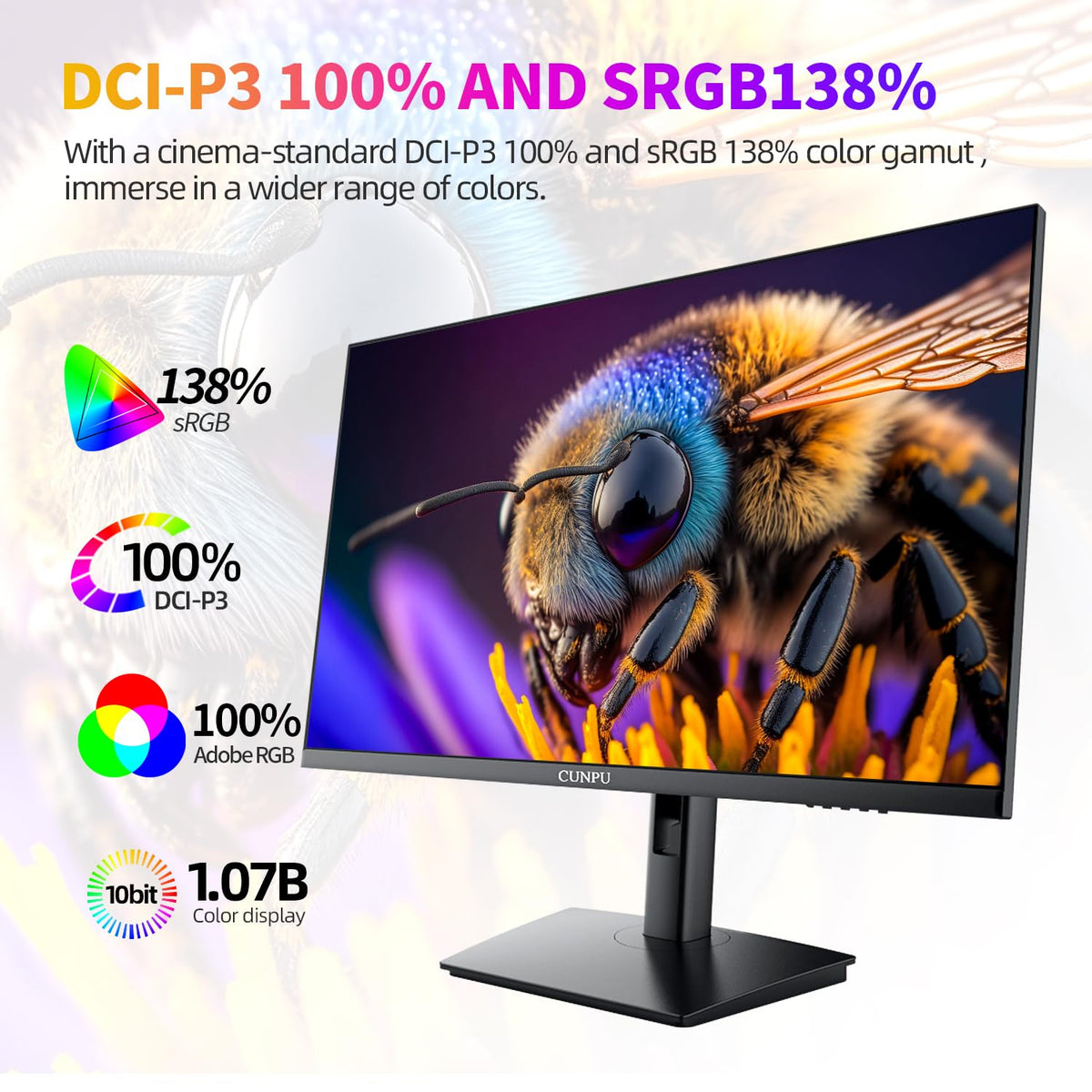 CUNPU monitor offers 70 Hz for smoother editing and browsing.