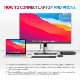 CUNPU 27-inch touchscreen monitor highlights 100% sRGB color accuracy for precise rendering.