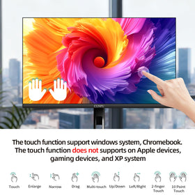 CUNPU 27-inch touchscreen monitor with HDMI, VGA, and USB ports for broad device compatibility.