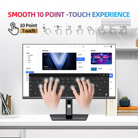 CUNPU 27-inch touchscreen monitor side tilt for comfortable viewing and ergonomics.
