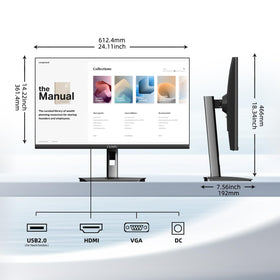 CUNPU 27-inch touchscreen monitor touch activation setup using USB-B and HDMI cables.