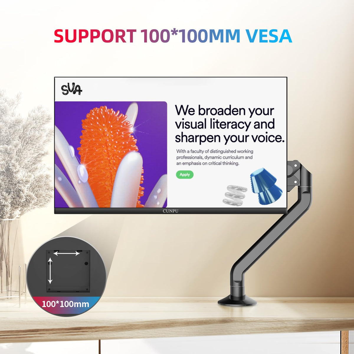 CUNPU 27-inch touchscreen monitor with VESA mount for flexible installation.