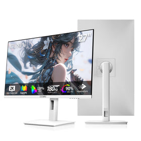 CUNPU 27-inch white gaming monitor front view with vivid QHD display for immersive gaming