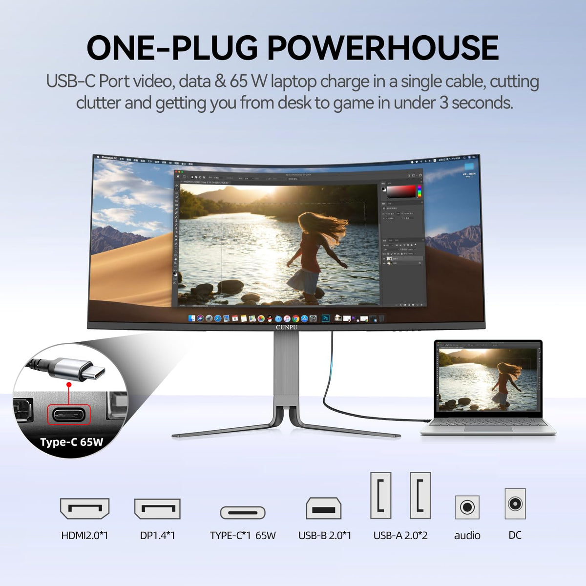 CUNPU 3440x1440 WQHD at 165Hz delivers fluid motion for work and play