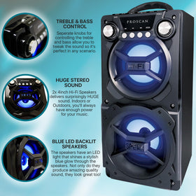 Curtis LEDVANCE Sylvania speaker on workshop bench with USB charging